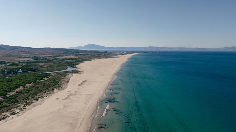 Tarifa and Los Lances viewed from the sky with a drone.